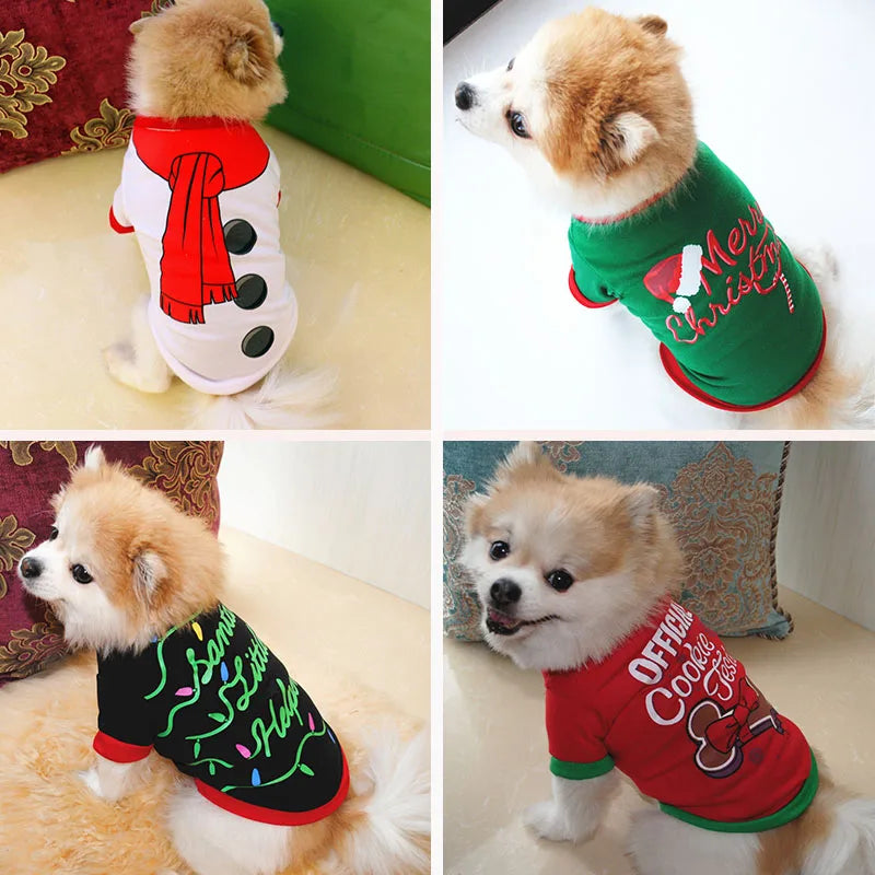 Christmas Dog Clothes New Year Pets Dogs Clothing for Small Medium Dogs Costume Chihuahua Pet Shirt Warm Dog Clothing Yorkshire
