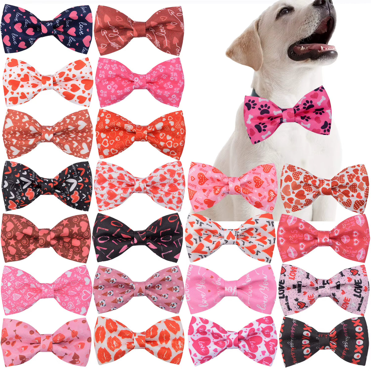 50/100Pcs Valentine'S Day Dog Bowties Removable Love Dog Bow Ties Dog Collar Accessories for Dogs Dog Neckties Supplies