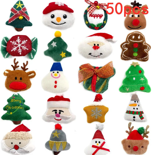 50/100Pc Christmas Dog Accessories Removable Dog Bow Tie Collar Accessories Deer Santa Style Small Dog Bowtie Collar Accessories